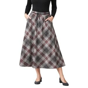 Plaid Midi Skirt Dark Academia Heritage Preppy Pockets Made in Italy Womens S/M